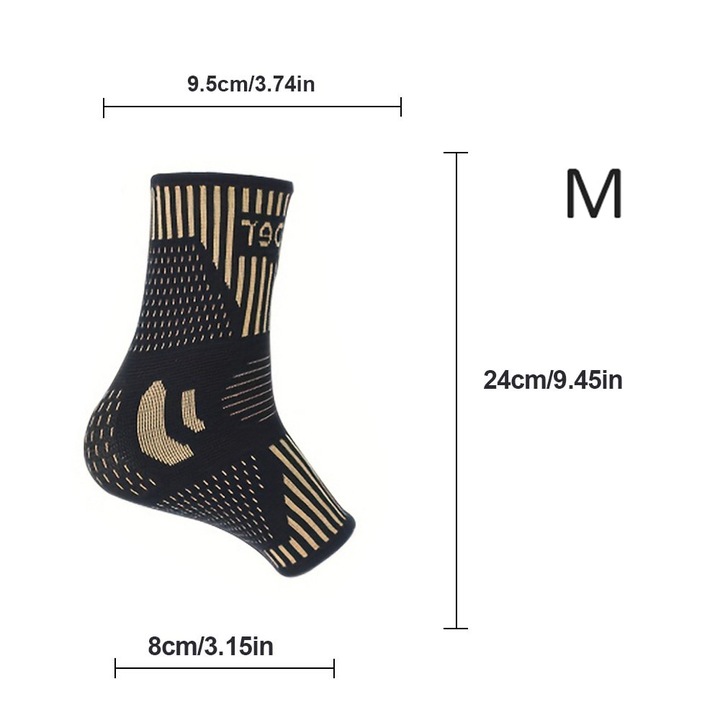 2 pár rézszálas bokavédő készlet, légáteresztő nylon tartó, ergonomikus kialakítás, többszínű, állítható méret, M