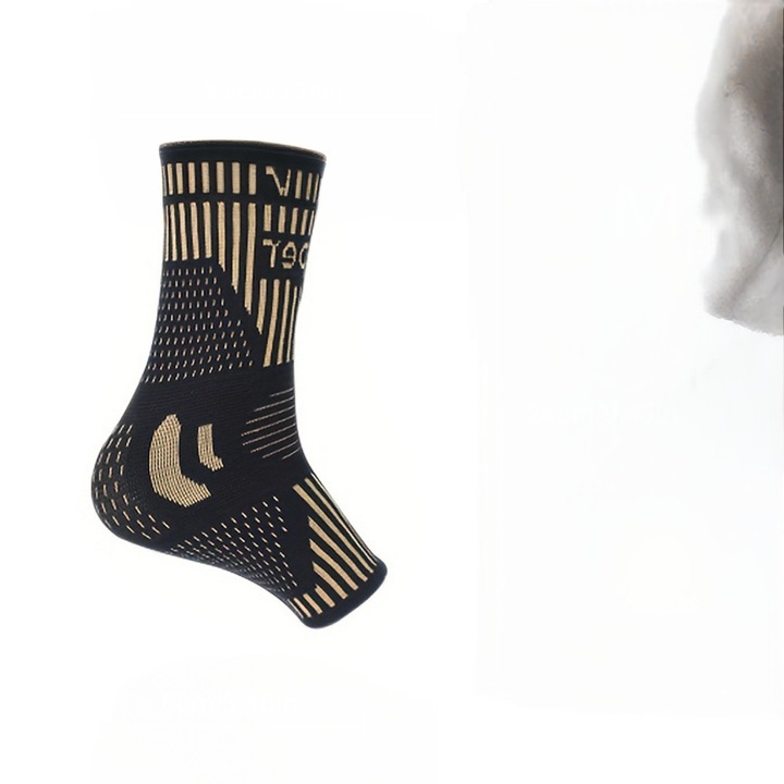 Set de 2 aparatori pentru glezne din fibra de cupru, suport respirabil din nailon, pentru sport, culoare multicolor, dimensiuni variate.