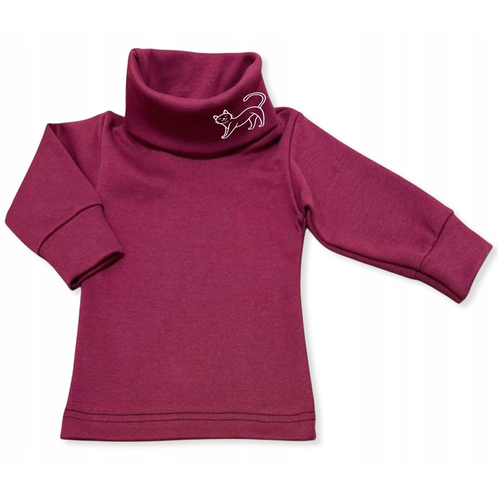 Bluza pentru copii Dartomik, imprimeu pisica, bumbac 97% + lycra 3%, rosu, certificat Oeko-tex