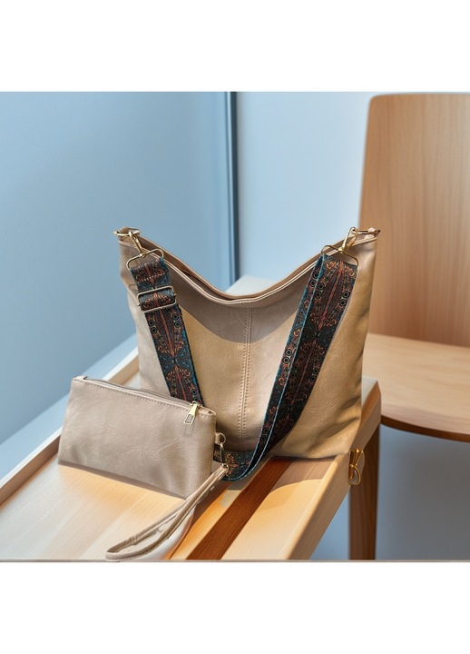 Set 2 Piese Geanta Dama Retro din PU, Tote & Crossbody, Curea cu Design "Ochi de Paun" si Model Usor, Capacitate Mare - Geanta Tote si Punga Telefon, Cadou Perfect, potrivit zi de zi si Cadou