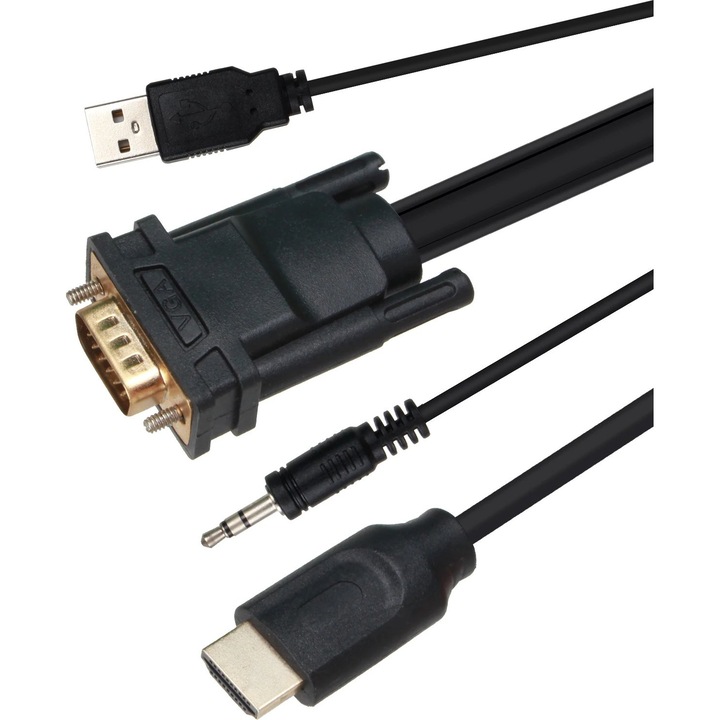 Cablu VCOM VGA M / HDMI M, 1.80m, negru