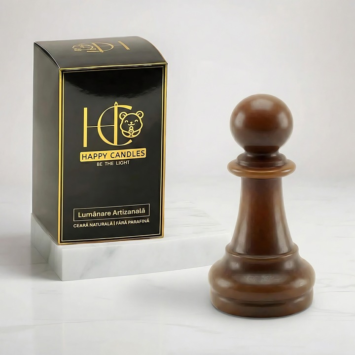 Декоративна свещ от естествен пчелен восък, Happy Candles, Пион Сах, Шоколадово кафяво, Ръчна изработка, 30g