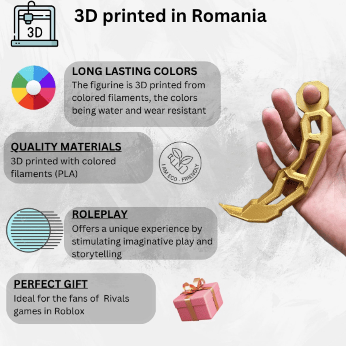 Figurina Keyrambit, recuzita din Rivals Roblox, auriu, plastic ...