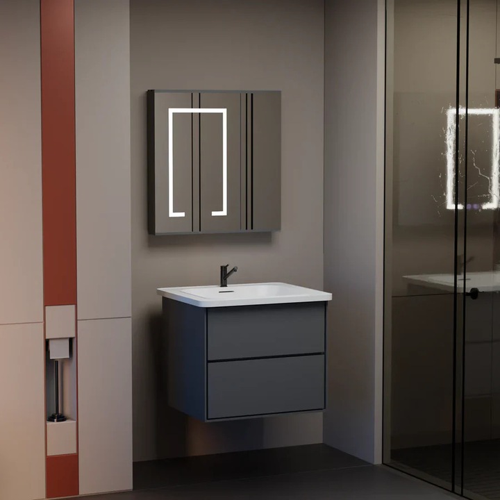 Set Mobilier pentru Baie SANTORINI 24 W, 2 Piese, 60*65, Lumina neutra, Alb