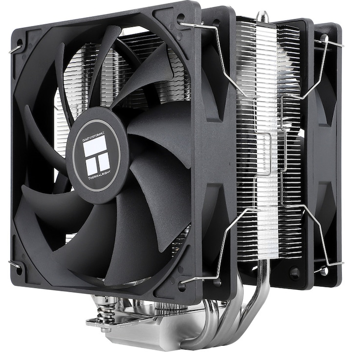 Cooler procesor Thermalright Assassin X 120 Refined SE PLUS, 1550 RPM, 66.17 CFM, 4 heatpipe-uri, 2 ventilatoare 120 mm, PWM, 148 mm, aluminiu + cupru, compatibil Intel si AMD, culoare Negru