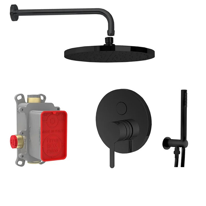 Set dus cu para, palarie si suport FIMA Carlo Frattini, Snap, negru mat