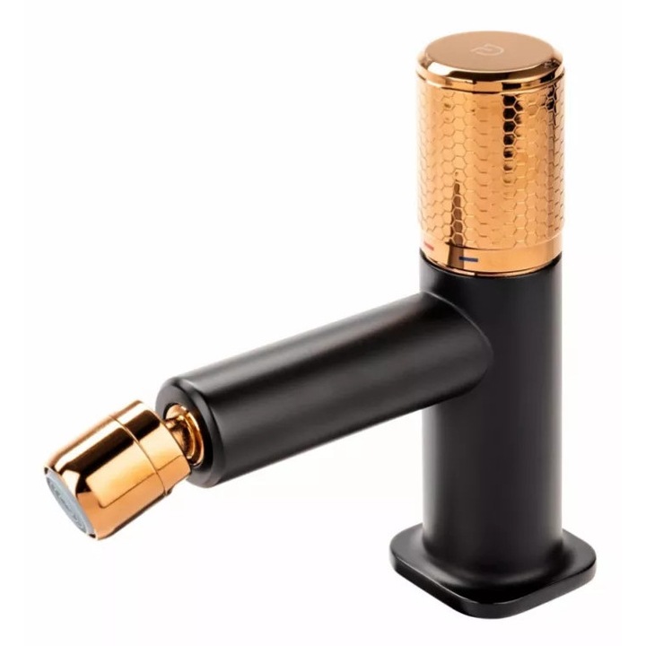 Baterie bideu FDesign Ardesia FD1-ARD-6-25, 3/8'', marimea M, monocomanda, ventil cu tija, mat, negru / cupru