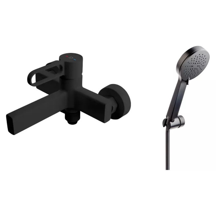 Baterie cada FDesign Zaffiro, aparenta, diverter, set dus, mat, negru, FD1-ZFR-1-22