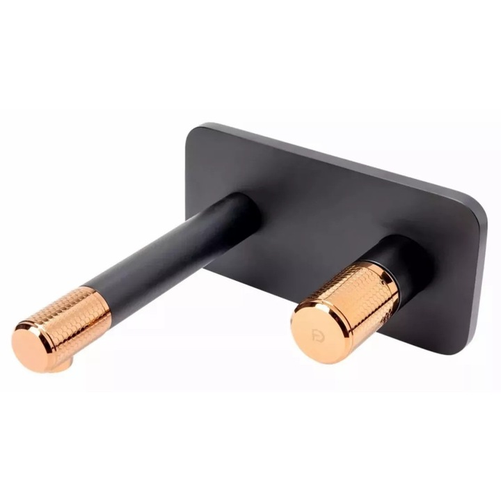 Baterie lavoar FDesign Ardesia FD1-ARD-3PA-25, 1/2'', montare pe perete, marimea L, fara ventil, mat, negru / cupru