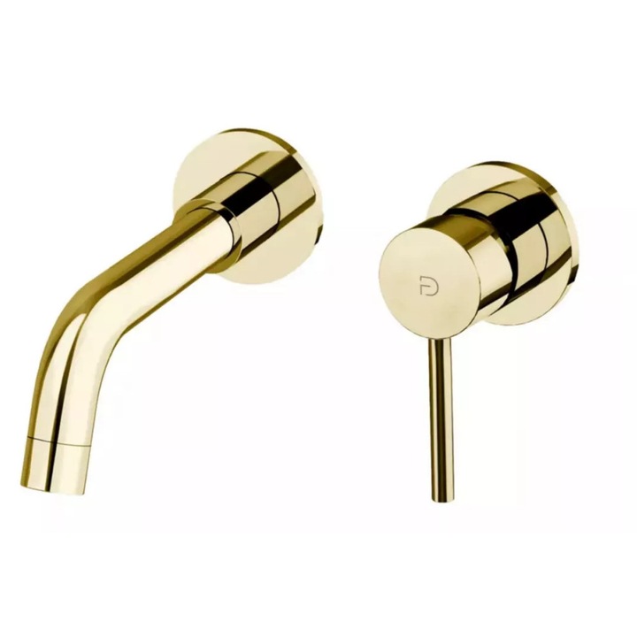 Baterie lavoar FDesign Flusso, 1/2'', pe perete, L, 223 mm, valva inclusa, lucios, auriu, FD1-FLS-3PA-55