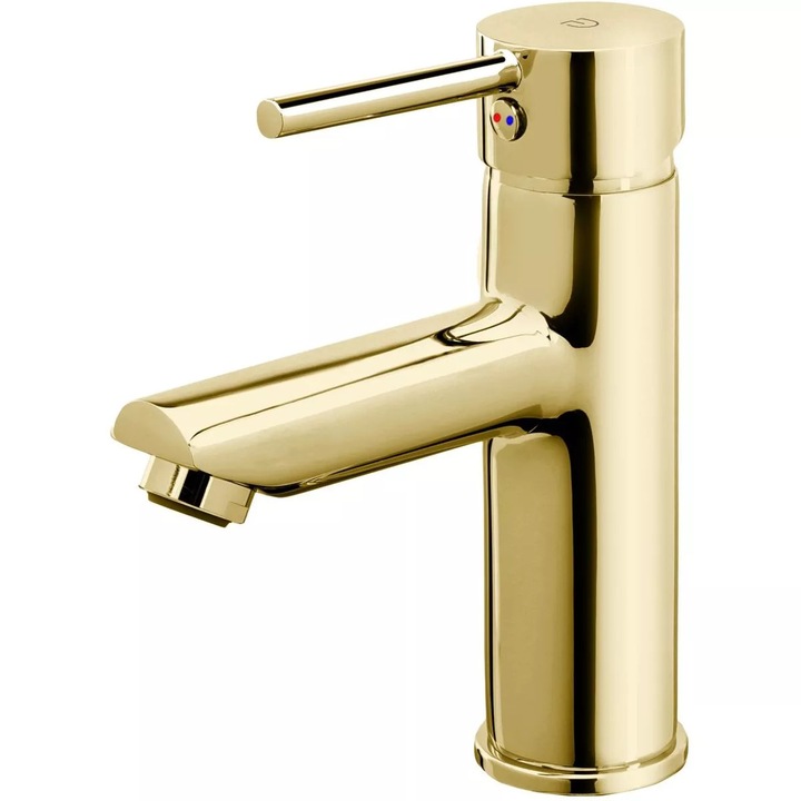 Fdesign Flusso mosdó csaptelep, M, 167 mm, szeleppel, fényes, arany, FD1-FLS-2-55