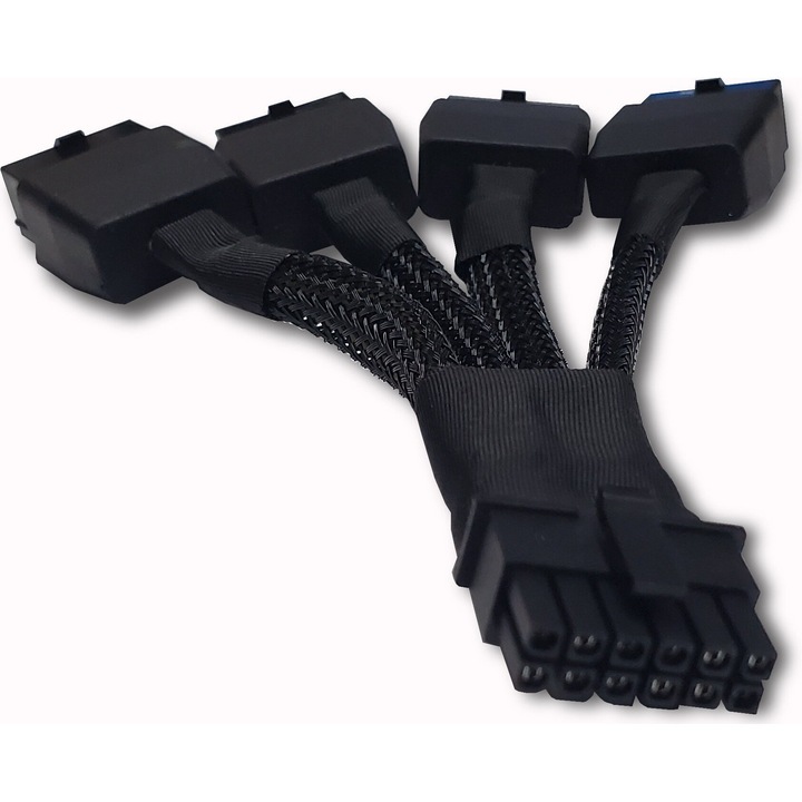 Adaptor Makki PCI-Express 8 pin x 4 la PCI-Express Gen.5 12pin 12VHPWR, 0.10m, negru