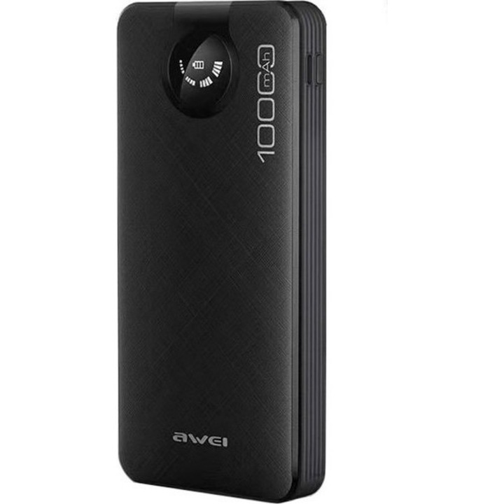 Powerbank Awei 10000mAh, 4in1, Fast Charging, negru, 6,8x2x14,6cm