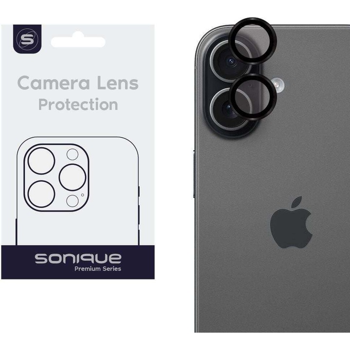 Folii protectie telefoane Sonique Camera Protection Lens Pro, antichipuri, diaphan 95%, negru, set
