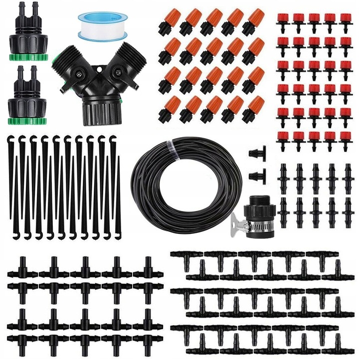 Set sistem automat de irigare, 30m, pentru flori si plante, material plastic, multicolor