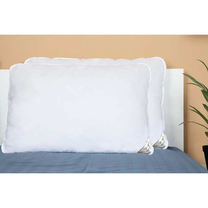 Set 2 Perne Puf si Pana Rata 50x70, Alb