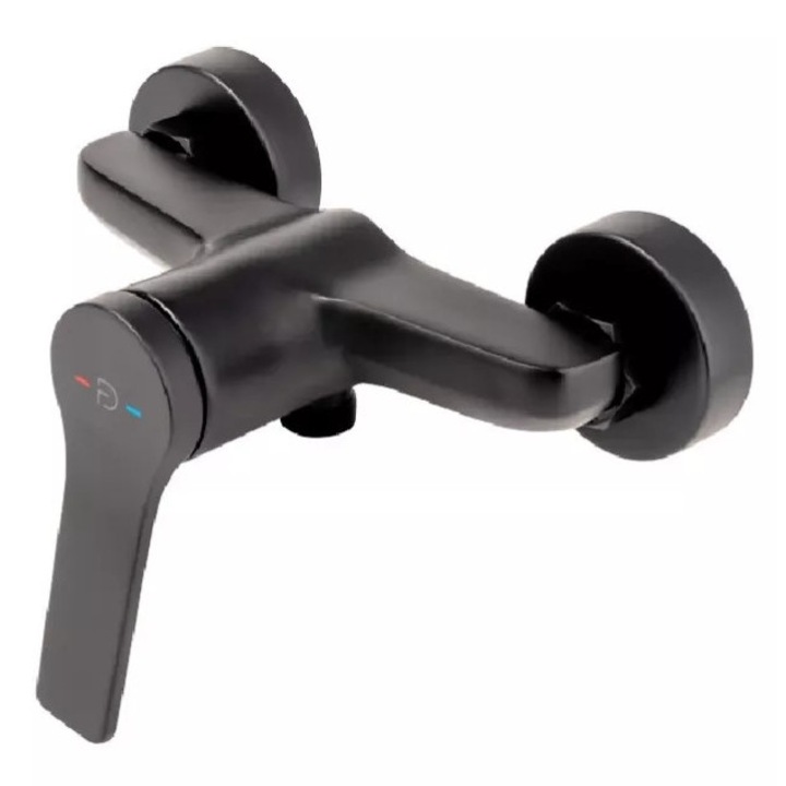 Baterie dus FDesign Seppia FD1-SPA-7-22, 1/2'', aparenta, monocomanda, anti-reflux, mat, negru