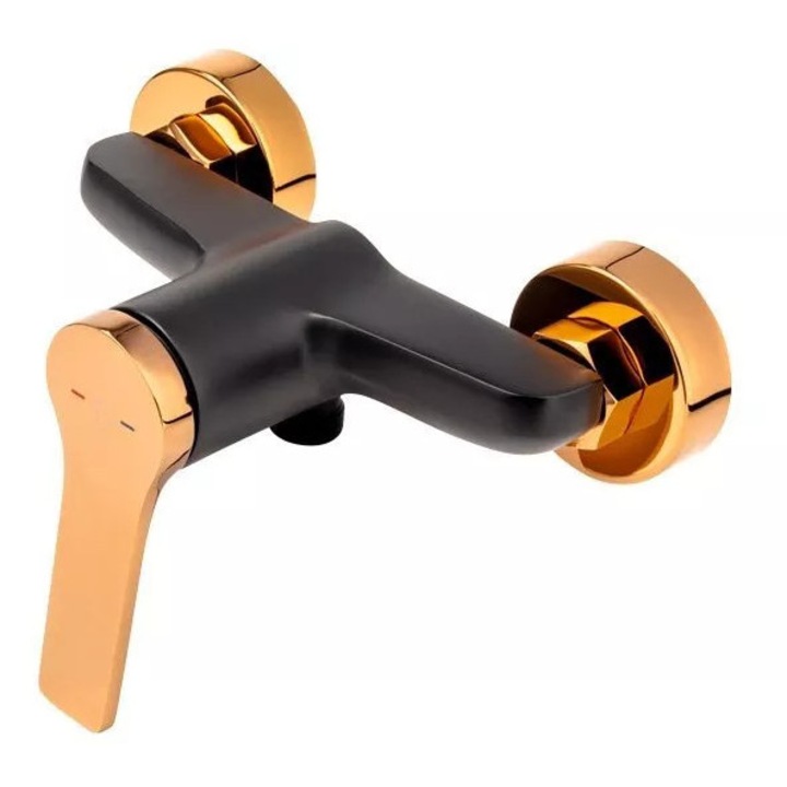 FDesign Seppia FD1-SPA-7-25 zuhanycsaptelep, 1/2'', falra szerelhető, egykaros, visszafolyásgátló, matt, fekete / réz