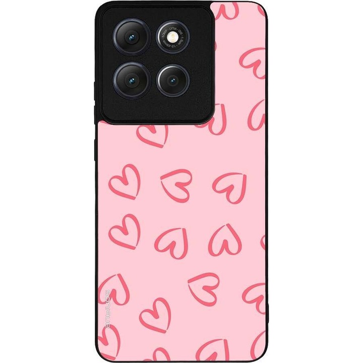 Husa telefon Sonique Heart Series pentru Motorola Moto G86 5G, roz, silicon cu acrilic, design modern, protectie antisoc