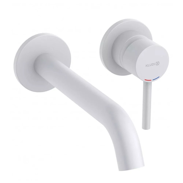 Baterie lavoar Kludi Bozz, pe perete, 230 mm, necesita valva, mat, alb, 382455376