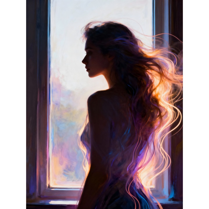 Tablou Canvas VeliumCraft, 120x90cm, femeie, stil pictura, sasiu de lemn