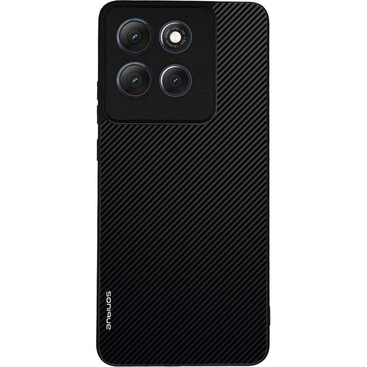 Husa telefon Sonique Carbon Series pentru Motorola Moto G86 5G, silicon, design modern, protectie antisoc, negru