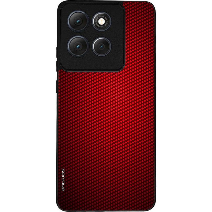 Husa telefon Sonique Carbon Series pentru Motorola Moto G86 5G, silicon, rosie, design modern