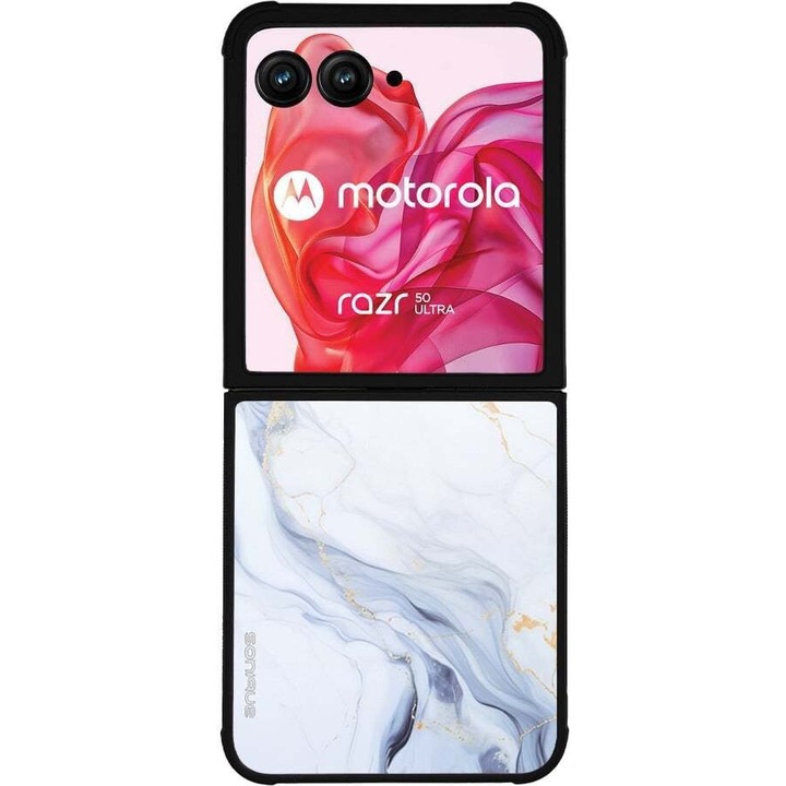Husa telefon Sonique Marble Series pentru Motorola Razr 50 Ultra, silicon, alb, design modern, protectie antisoc
