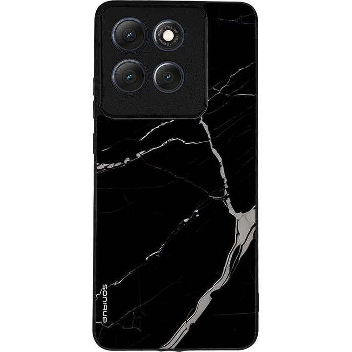 Husa telefon Sonique Marble Series pentru Motorola Moto G86 5G, silicon, design marmura, antiderapant, negru