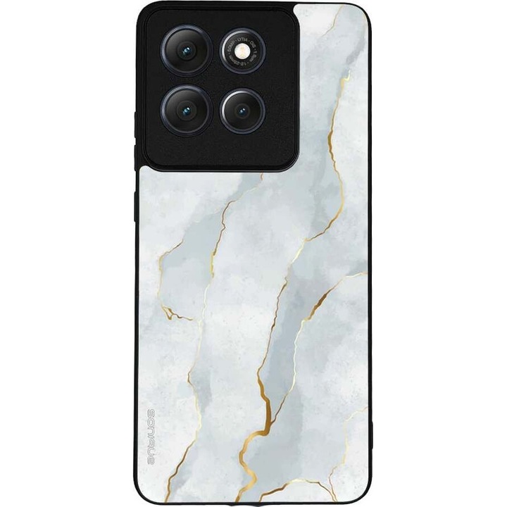 Husa telefon Sonique Marble Series, protectie antisoc, design marmura, alb, pentru Motorola Moto G86 5G