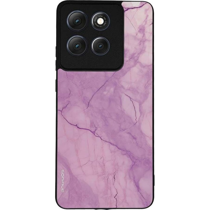 Husa telefon Sonique Marble Series, protectie antisoc, design marmura, violet, pentru Motorola Moto G86 5G