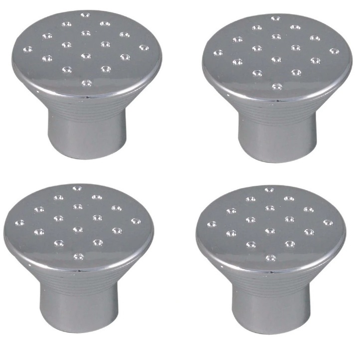 Set 4 butoni plastic, 30 x 23 mm, crom