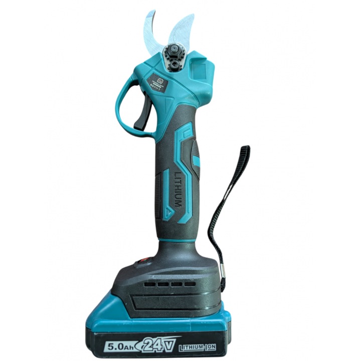 Foarfeca electrica crengi 24V, 30mm, motor brushless, cu acumulator, pentru gradina, vie si pomi fructiferi