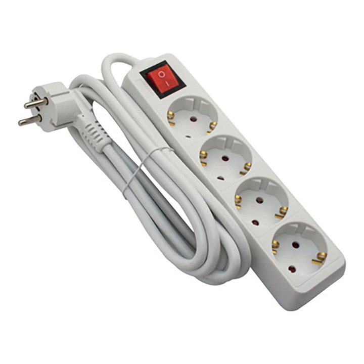 Prelungitor STROHM 5948833073486, 4 prize Shucko, 5m, alb