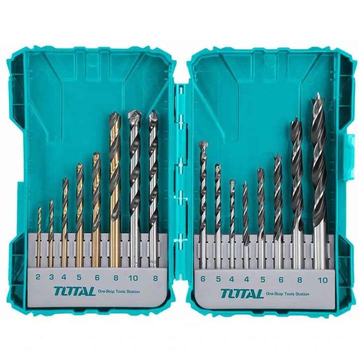 Set burghie pentru metal/beton/lemn TOTAL, 16 buc