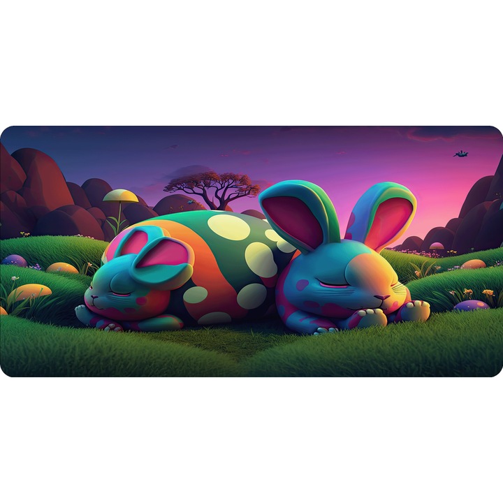 Mousepad Deskmat Sleeping bunnies big ears 700x350x2mm margini drepte necusute Oktane