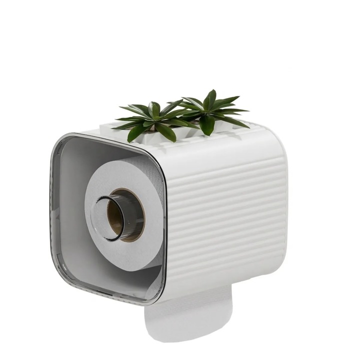 Suport hartie igienica ABYZ, design modern, alb, montaj perete, baie eleganta