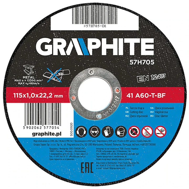 Disc polizor GRAPHITE 57H705, 115x22.2mm