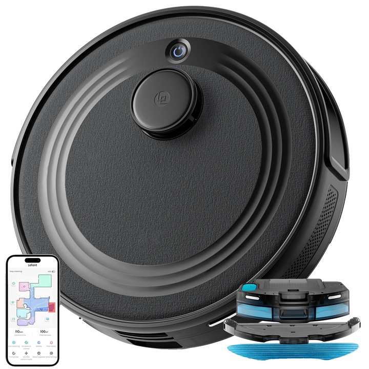 Робот прахосмукачка M2, 6000Pa всмукателна мощност, лазерна навигация, черен