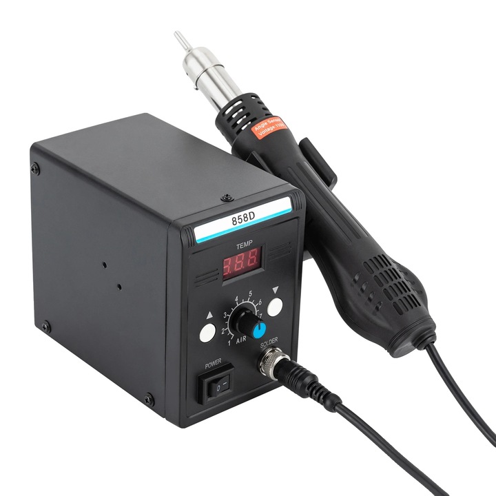 Statie de reparatie cu aer cald, temperatura ajustabila, display digital LED, negru