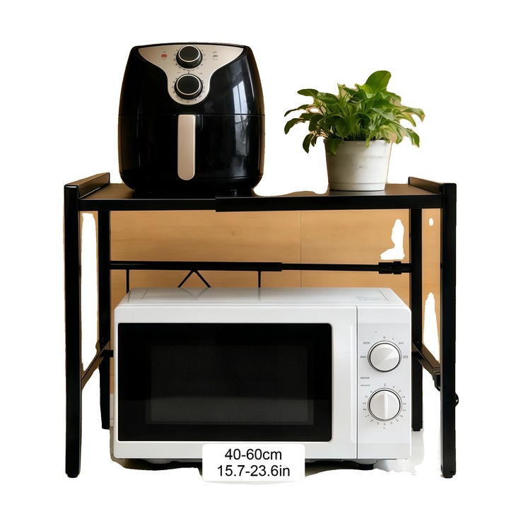 Mikrohullámú sütő polc, kihúzható design, 2 szintes, 40x60cm, vas