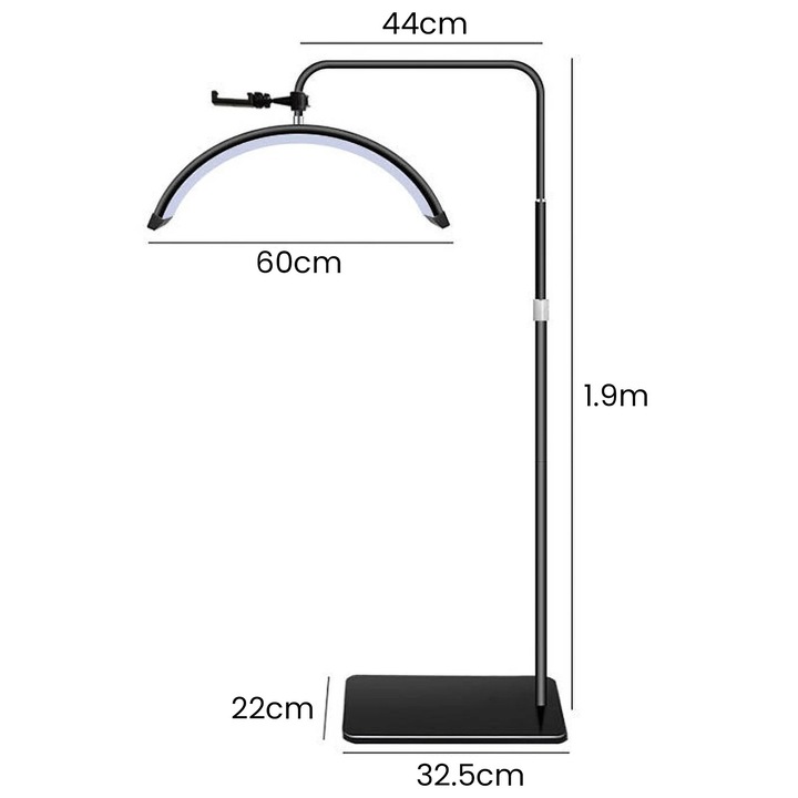 Lampa de podea LED, lumina dimabila, temperatura de culoare ajustabila, neagra, 24 inch