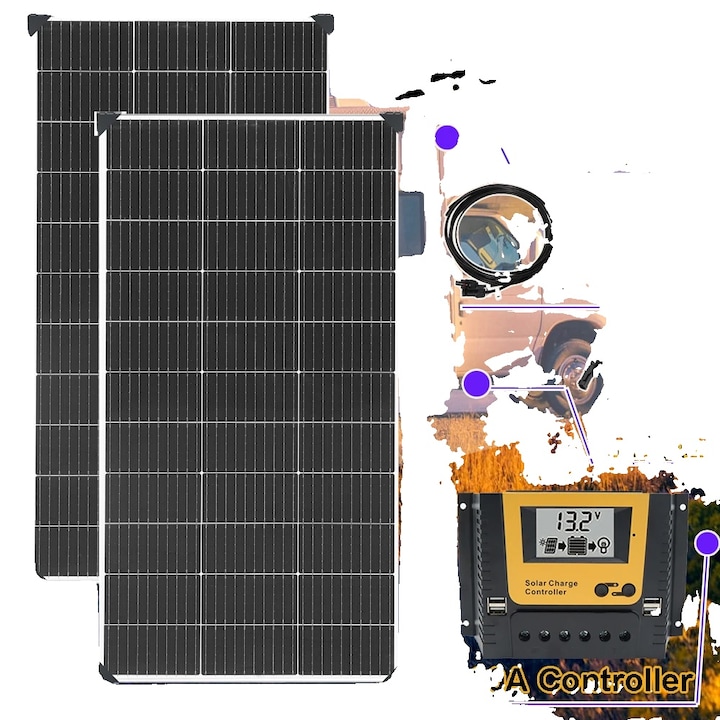 Sistem panouri solare, 24V, 240W, eficienta ridicata, dimensiuni standard