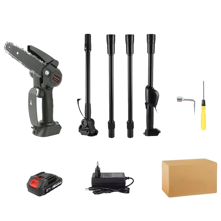 Fierastraie cu lant electric, 1500mAh, design usor, multifunctional, lungime lama 15cm, raza maxima 7.4ft