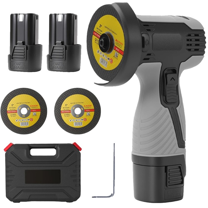 Polizor unghiular, cu functionare fara fir, performanta de viteza mare, cu 2 acumulatori, 16.8V, 6000mAh