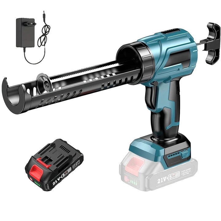 Elektromos szilikonpisztoly, 4 sebességes, kényelmes működés, 1 akkumulátorral