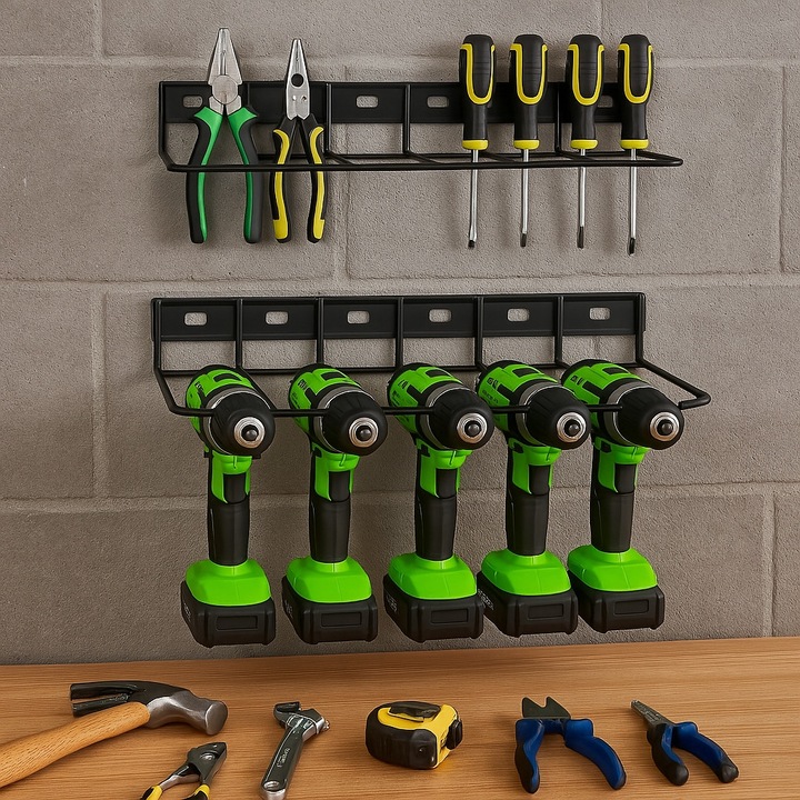 2 szerszámrendszerező készlet, fém fali tartó, 37,8x17,3x4,3cm, nedvességálló, 22,7kg teherbírás