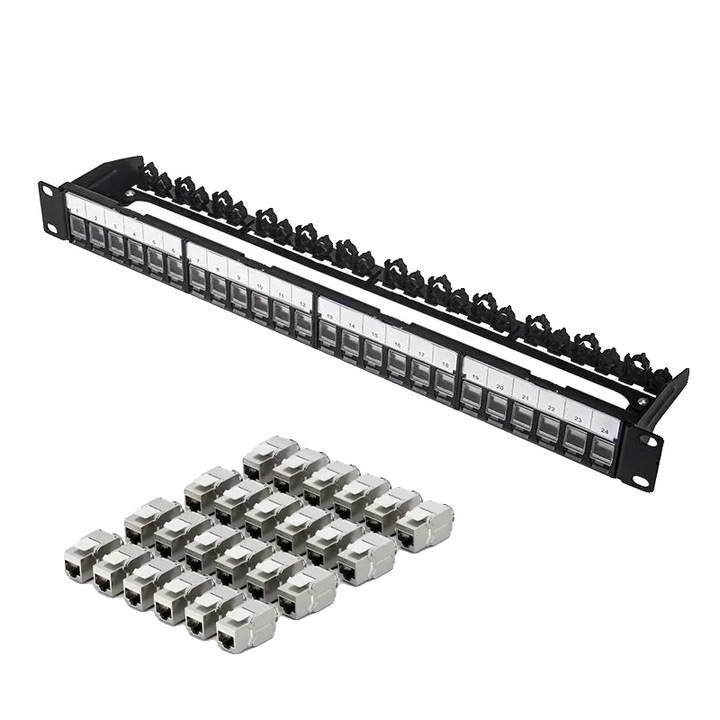 Kit Patch Panel 24 Porturi, Cabluri CAT7 si CAT6A, Dimensiune 1U