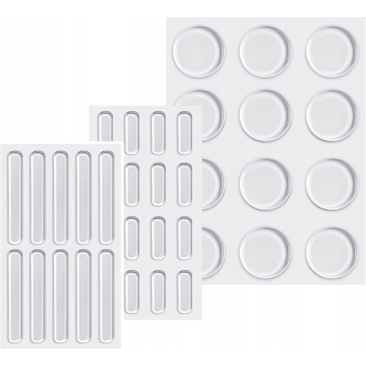 Set 38 protectii din silicon transparent, autocolante, 3 dimensiuni, 6,3 cm