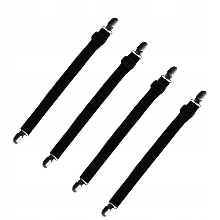 Set 4 elastice pentru prinderea cearsafurilor, negru, 30x120cm